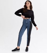 Urban Bliss Blue Patchwork Mom Jeans